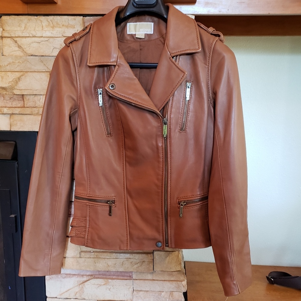 Cognac Leather Michael Kors Jacket - MAKE OFFER!!!